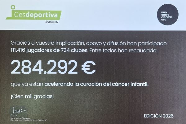 Ges Deportiva schließt sich dem Erfolg von Unoentrecienmil an: In Zusammenarbeit mit mehreren Unternehmen wurden fast 300.000 Euro für die Erforschung von Leukämie bei Kindern gesammelt.